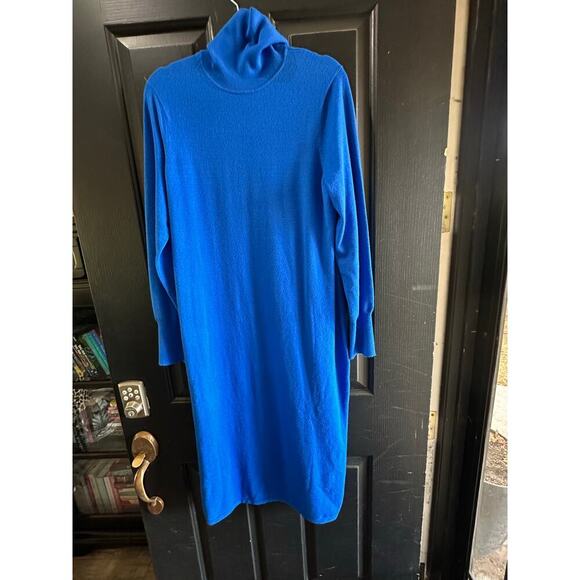 NWT Express Women's B;ue Long Sleeve Turtleneck Oversized Sweater Size XL - Picture 3 of 9